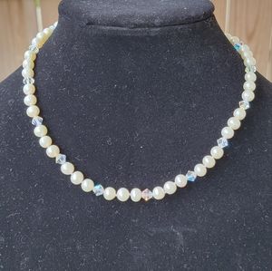 Timeless Cultured Pearl and Swarovski Crystal Necklace